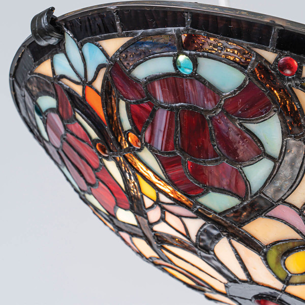Elstead Larissa Tiffanyglas Deckenleuchte 2-flammig E27 Vintage-Bronze Stahl Ø42cm