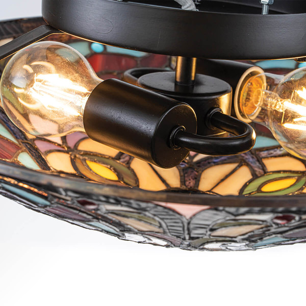 Elstead Larissa Tiffanyglas Deckenleuchte 2-flammig E27 Vintage-Bronze Stahl Ø42cm