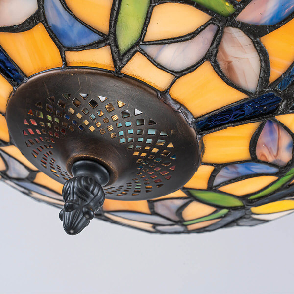 Elstead Larissa Tiffanyglas Deckenleuchte 2-flammig E27 Vintage-Bronze Stahl Ø35cm