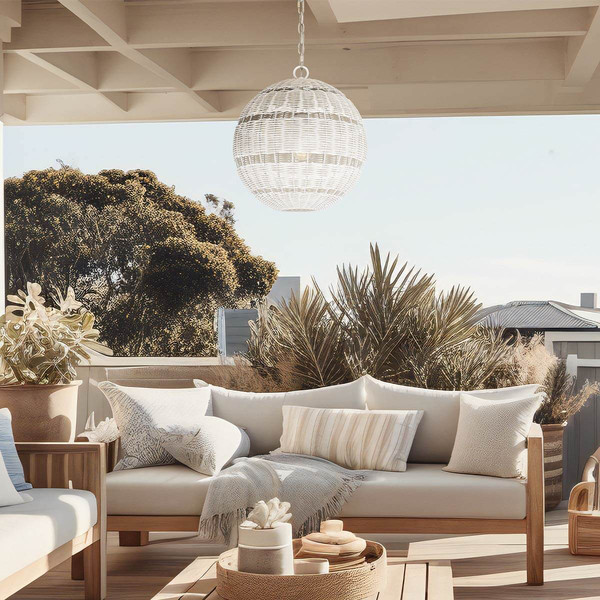 Elstead Lindendale Pendelleuchte E27 Antik-Weiß Antikweiß IP44