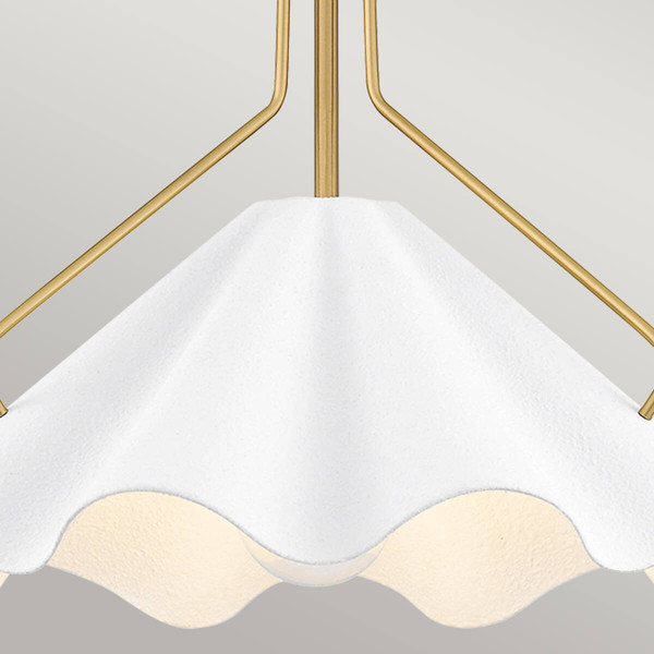 Elstead Mejia Pendelleuchte E27 Antik-Messing, strukturierter weißer Stahlschirm Weiß texturiert