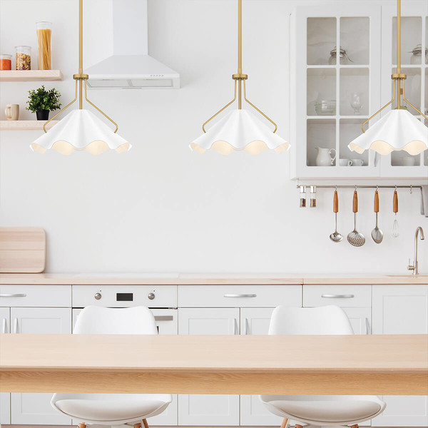 Elstead Mejia Pendelleuchte E27 Antik-Messing, strukturierter weißer Stahlschirm Weiß texturiert