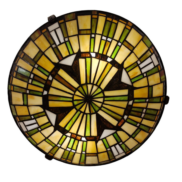 Elstead Reed Deckenleuchte E27 2-fach Valiant Bronze und Kunstglas-Schirm Kunstglas