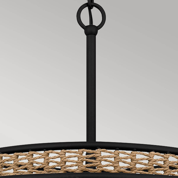 Elstead Teton Pendelleuchte E27 5-fach Mattes Schwarz Stahl, naturfarben