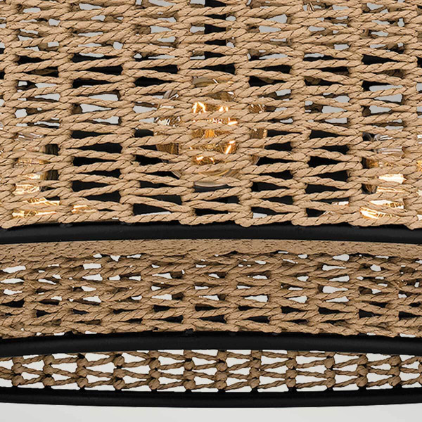 Elstead Teton Pendelleuchte E27 5-fach Mattes Schwarz Stahl, naturfarben