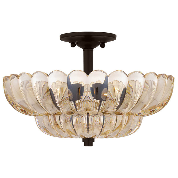 Elstead Whitecap Deckenleuchte E14 4-fach Glas getönt, Kakaofarben Glas amber