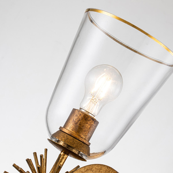 Elstead Staring Wandleuchte E27 Gebeiztes Gold Klar