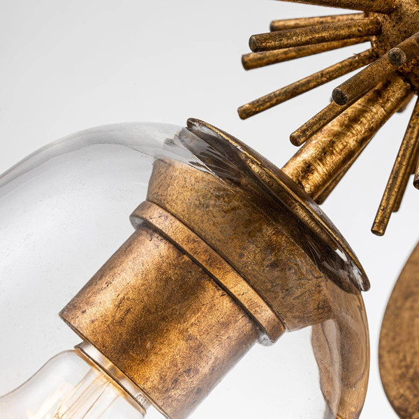 Elstead Staring Wandleuchte E27 2-fach Gebeiztes Gold Klar