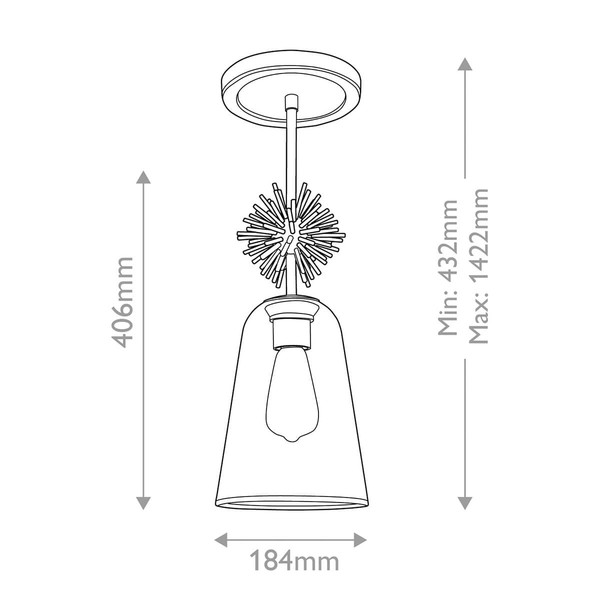 Elstead Staring Pendelleuchte E27 Gebeiztes Gold Klar