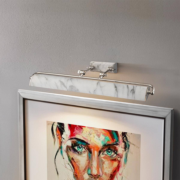 Elstead Winchfield Bilderleuchte E14 4-fach Poliertes Nickel & Weißer Marmoreffekt Nickel poliert und weiße Marmor Optik