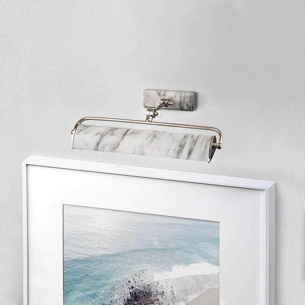 Elstead Winchfield Bilderleuchte E14 2-fach Poliertes Nickel & Weißer Marmoreffekt Nickel poliert und weiße Marmor Optik