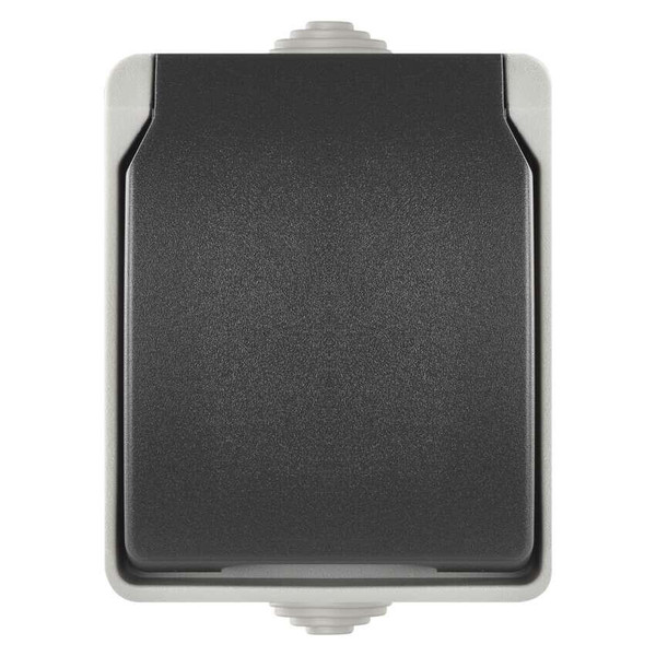 Emos Steckdose 1-fach IP44 Aufputz Grauschwarz A1396