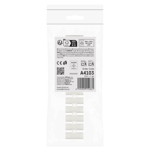 Emos Lüsterklemme 12-fach 6-10mm² 57A PP Weiß A4103
