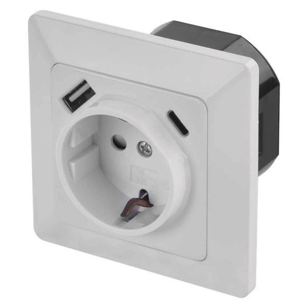 Emos Steckdose mit USB-A+USB-C 3A Schnellladen Weiß A6000.5