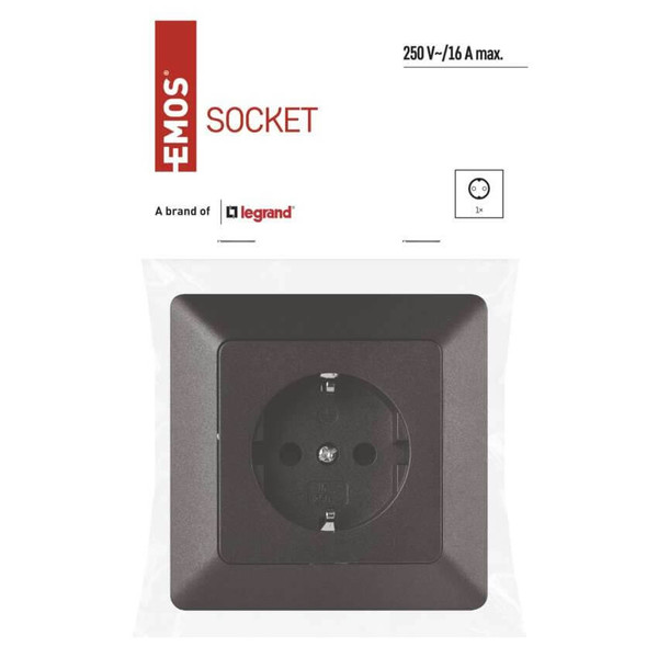 Emos Steckdose 1-fach 16A Anthrazit A6002.2
