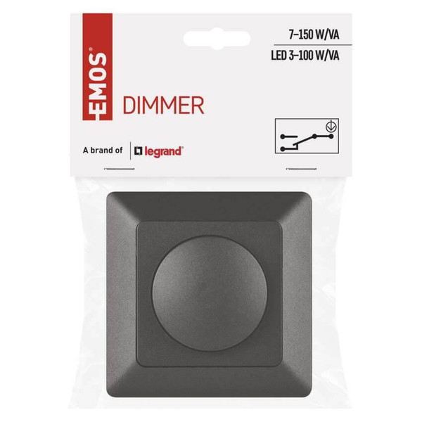 Emos Installationszubehör Dimmer für LED 3-100W Anthrazit A6003.1