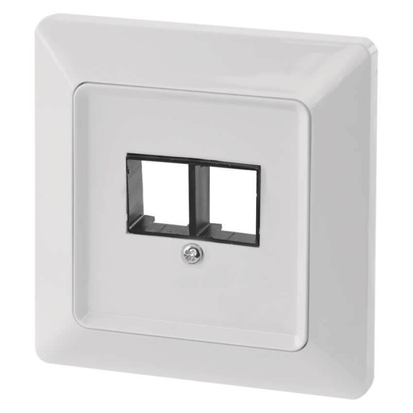 Emos Steckdosenabdeckung für 2x RJ45 doppelt Weiß glänzend A6004.4