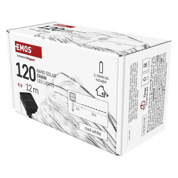 Emos LED Solar-Lichterkette 2,4W tageslichtweiss Akku IP44 D3ZC01