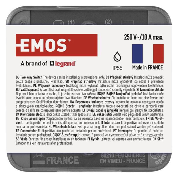 Emos Schalter Cyklone Wechselschalter IP55 Grau D730422