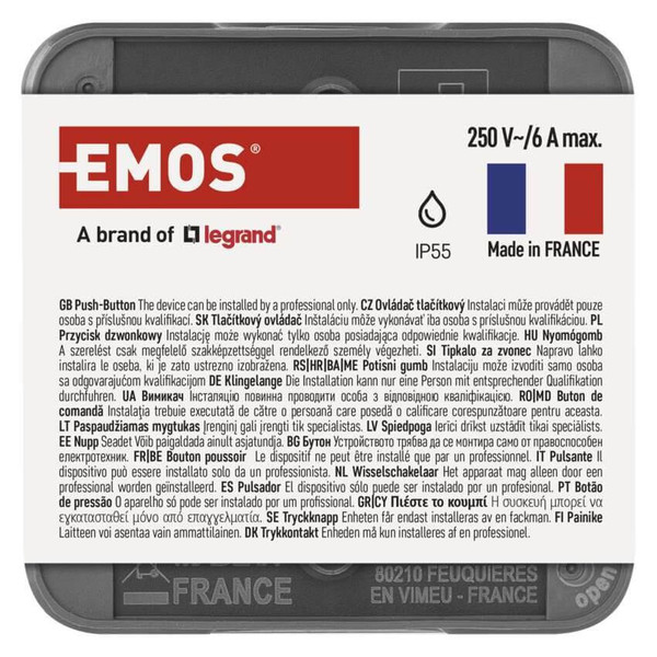 Emos Schalter Cyklone Klingeltaster IP55 Grau D730427