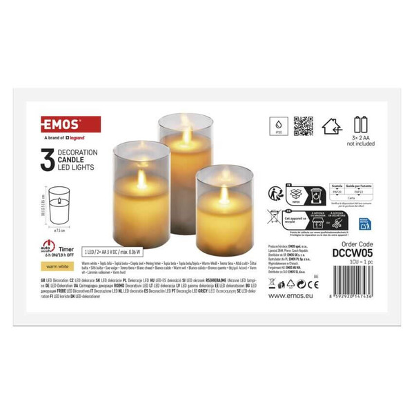 Emos LED Dekoleuchte 0,06W warmweiss Glas DCCW05