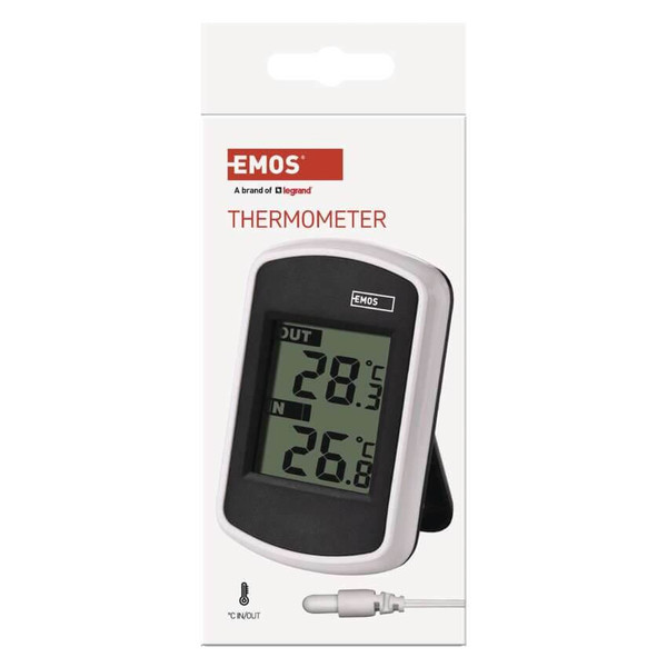 Emos Digitales Thermometer mit kabelgebundenem Außensensor E0041