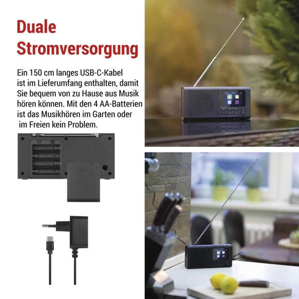 Emos Radio tragbar Bluetooth DAB+ FM Schwarz E0090