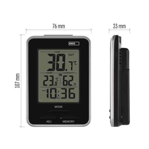 Emos Digitales Thermometer mit Hygrometer kabelgebundener Sensor Wecker E0121