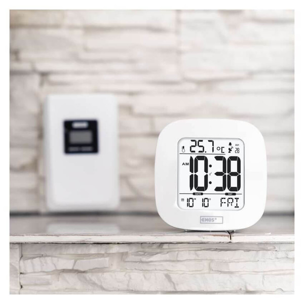 Emos Digitales Thermometer mit Funk-Sensor Wecker Funkuhr bis 30m E0127