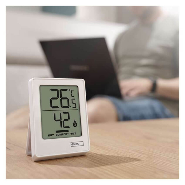 Emos Digitales Thermometer mit Hygrometer Funk-Sensor Magnethalterung E0345