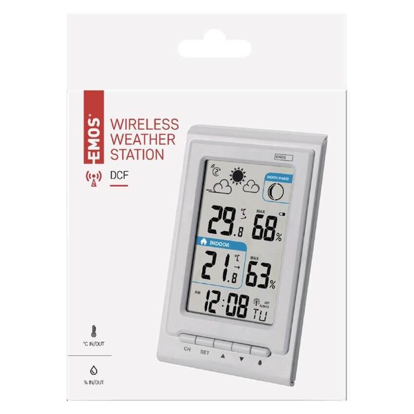 Emos Wetterstation ohne Netzteil Funkuhr Wandhalterung bis 30m E0352