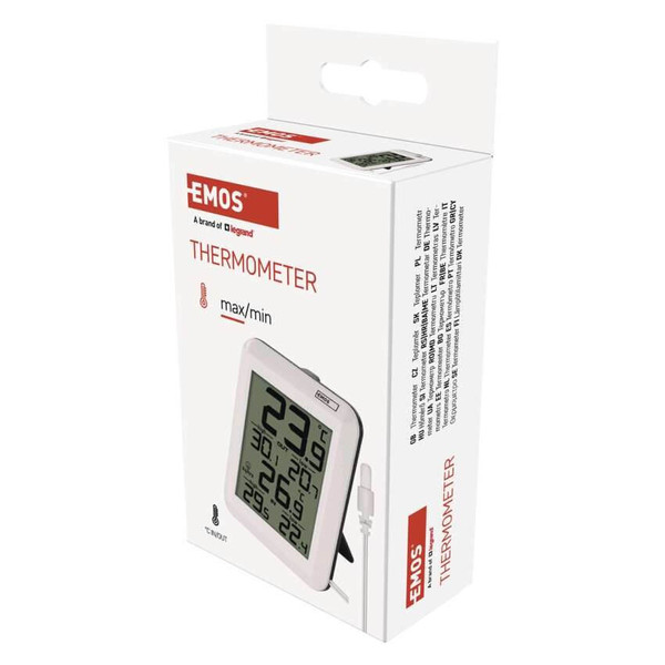 Emos Digitales Thermometer mit kabelgebundenem Außensensor Min/Max-Anzeige E0422