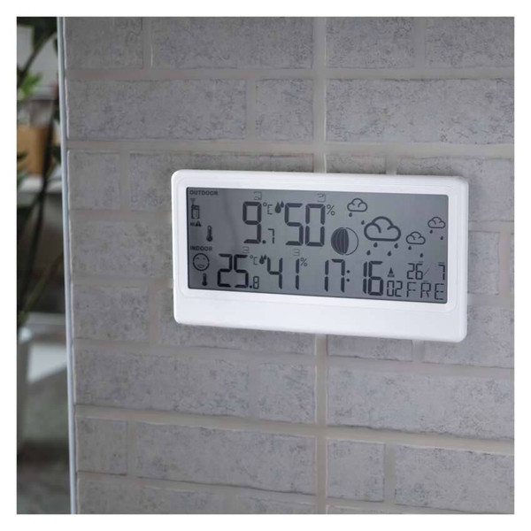 Emos Wetterstation ohne Netzteil Funkuhr Wandhalterung bis 80m E0531
