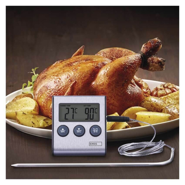 Emos Digitales Thermometer Grillthermometer mit Timer bis 250°C E2157