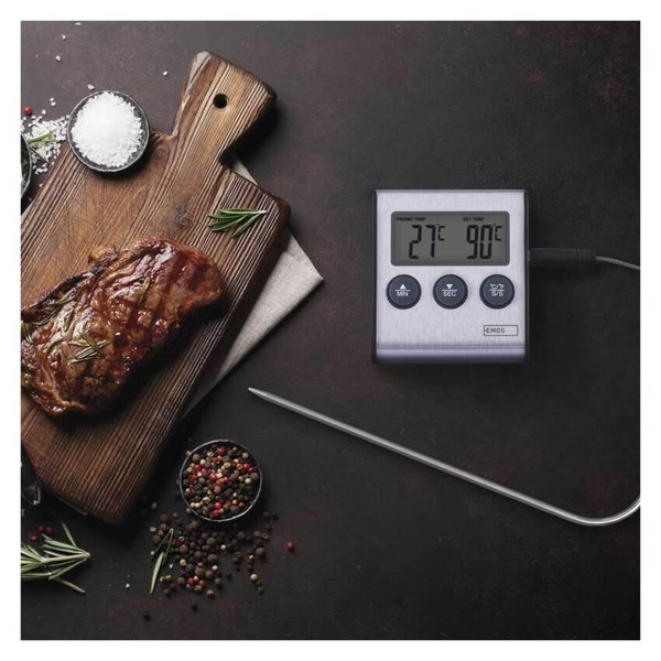 Emos Digitales Thermometer Grillthermometer mit Timer bis 250°C E2157