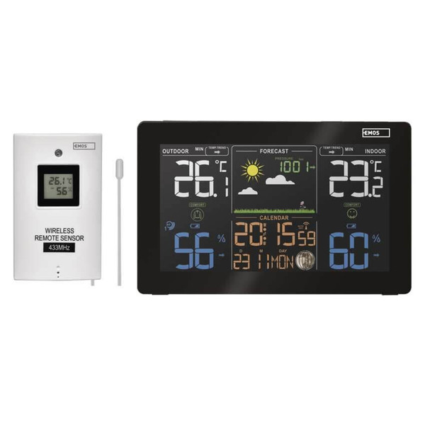 Emos Wetterstation mit Barometer Mondphase Funkuhr bis 50m E5111