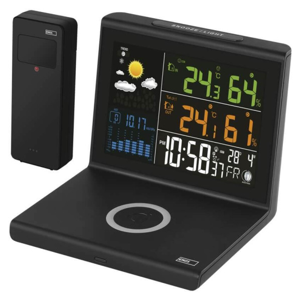 Emos Wetterstation mit kabelloser Ladefläche Barometer bis 100m E8010