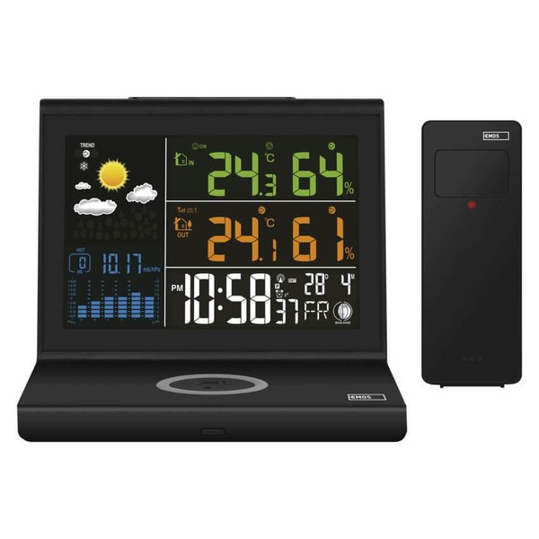 Emos Wetterstation mit kabelloser Ladefläche Barometer bis 100m E8010