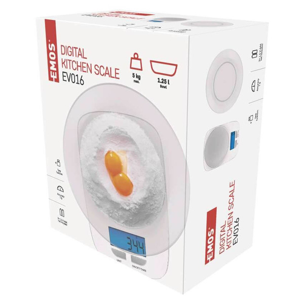 Emos Küchenwaage 5kg 1g ABS Weiß EV016