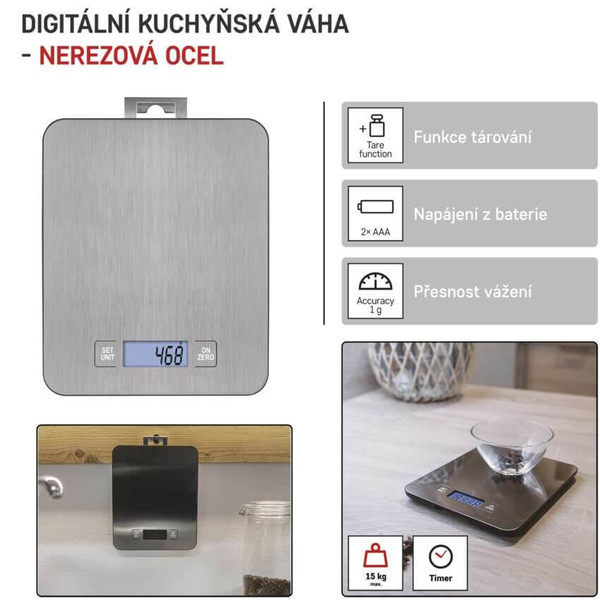 Emos Küchenwaage 15kg 1g Edelstahl Silber EV023