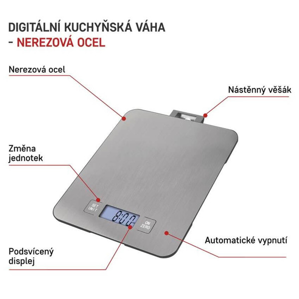 Emos Küchenwaage 15kg 1g Edelstahl Silber EV023