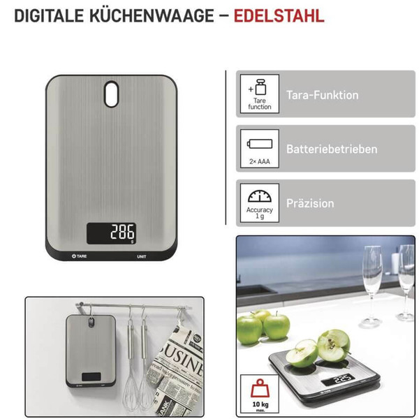 Emos Küchenwaage 10kg 1g Edelstahl Silber EV026