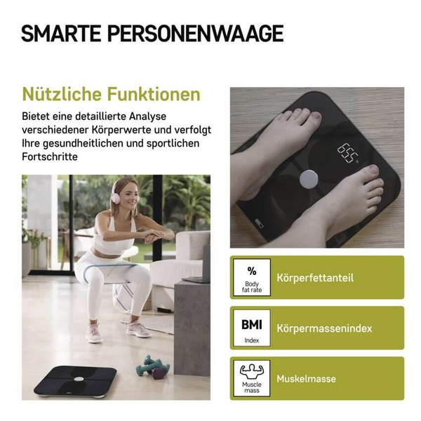 Emos Personenwaage GoSmart Bluetooth 180kg BMI 10 Nutzer EV112