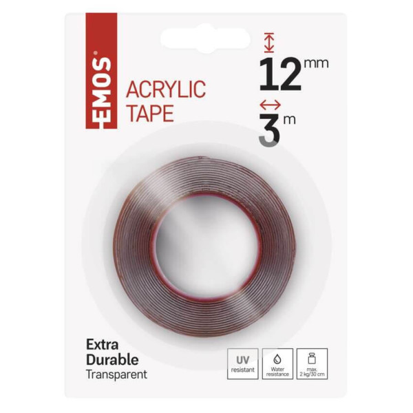 Emos Doppelseitiges Klebeband Acryl 12mm 3m Transparent F6060