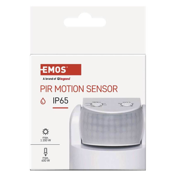 Emos Bewegungsmelder PIR 12m IP65 1200W 75x65mm Weiß G1240