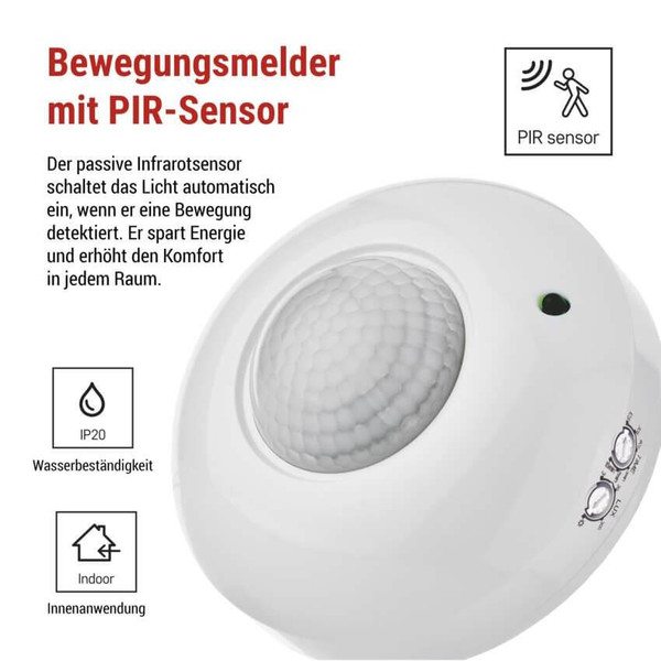 Emos Bewegungsmelder PIR 3m 1200W 108x108mm Weiß GS11111