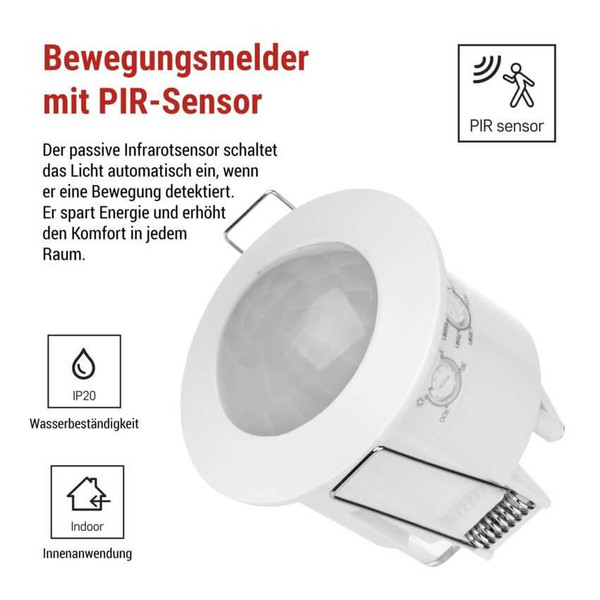 Emos Bewegungsmelder PIR 3m 1200W 76x76mm Weiß GS12111