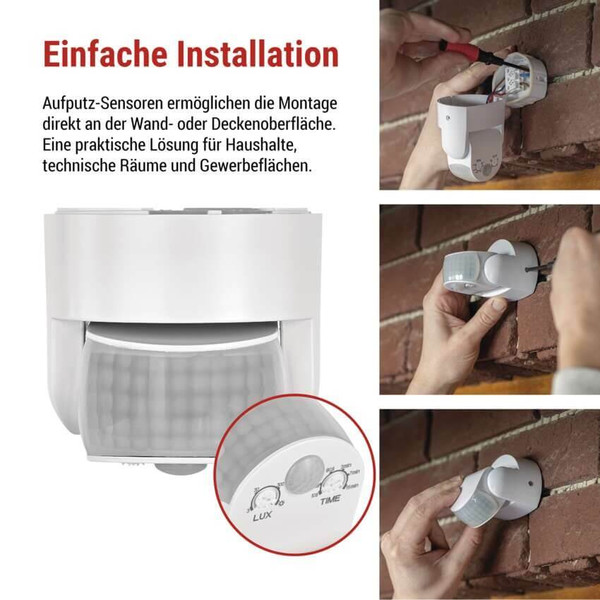 Emos Bewegungsmelder PIR 12m IP65 1200W 92x76mm Weiß GS14151