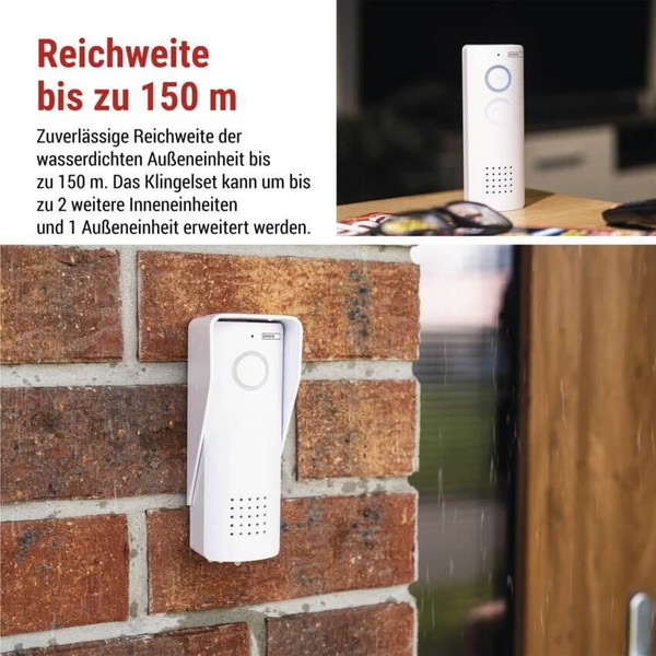 Emos Türsprechanlage kabellos 1 Teilnehmer 8 Melodien Weiß H1087