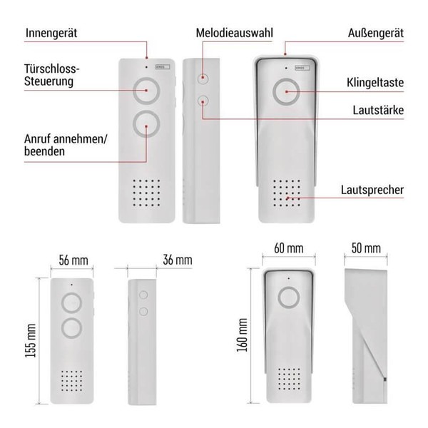 Emos Türsprechanlage kabellos 1 Teilnehmer 8 Melodien Weiß H1087